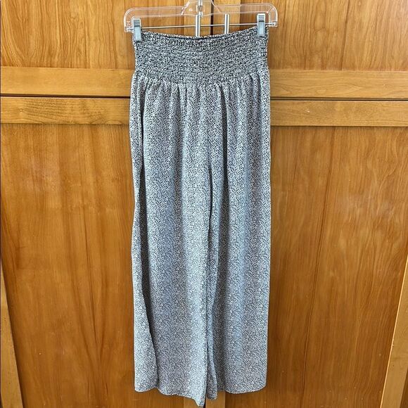 Sienna sky wide leg pants m elastic waist lined ivory black Pullon - Picture 1 of 7